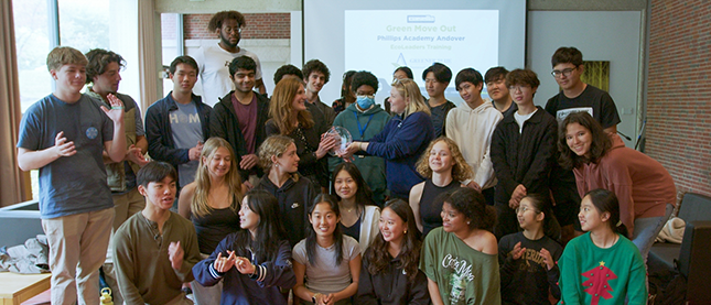 A class of students from the Phillips Academy in Andover, Massachusetts.