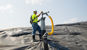 A worker working at a Casella landfill