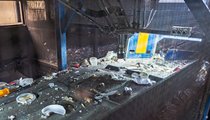 A conveyor belt at a Casella recycling facility